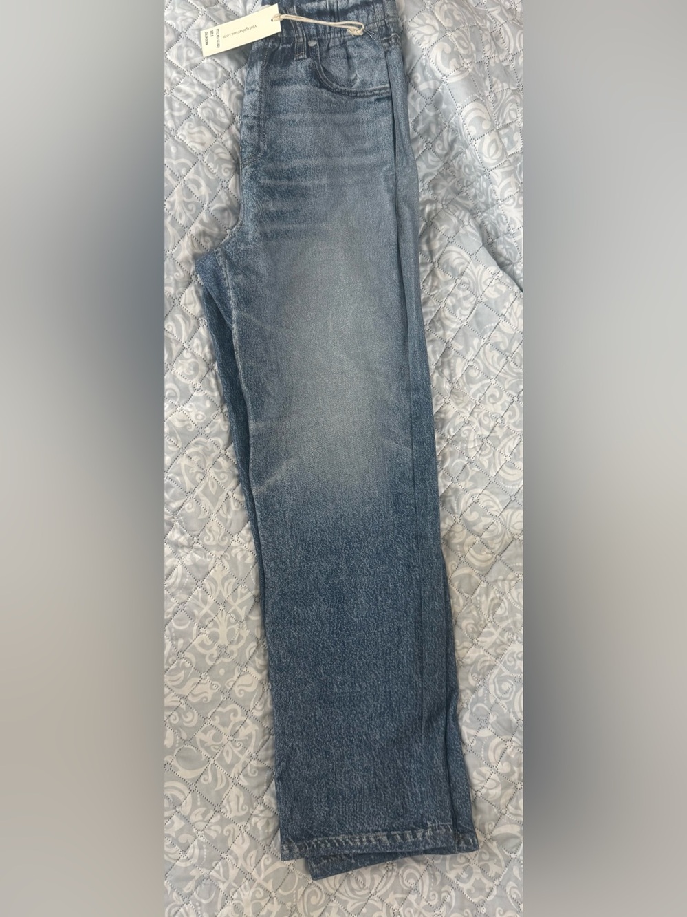 NWT small Vintage Havana digital print Blue sweat pant Jeans French terry inside